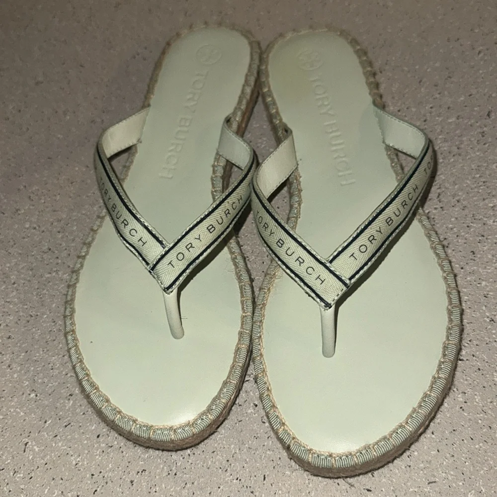 Tory Burch Espadrille Sandals Meadow Mist/Perfect Navy‎ Size 7.5